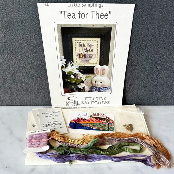 Tea for Thee with Teabag Charm Counted Cross Stitch Kit Hillside Samplings - Picture 1 of 4
